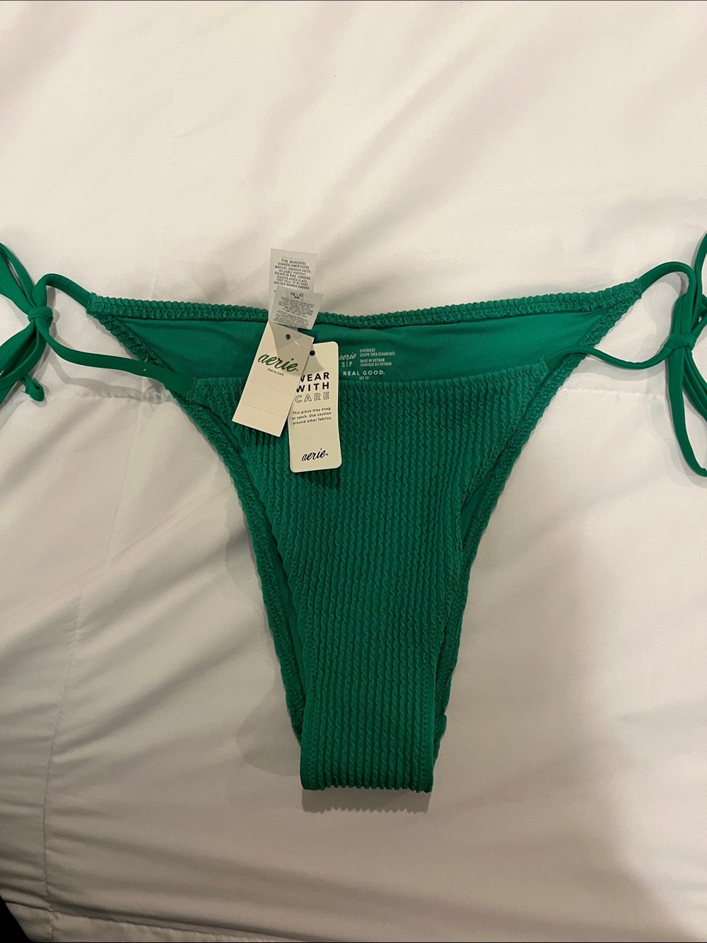 aerie Emerald Ribbed Tie-Side Bikini Bottoms